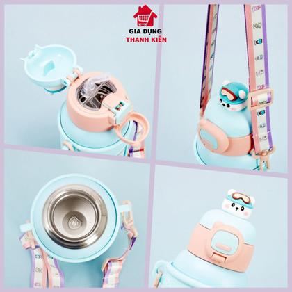 Imagem de Garrafa De Água Infantil 500ml com canudo de silicone garrafinha térmica para crianças