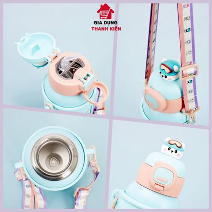 Imagem de Garrafa De Água Infantil 500ml com canudo de silicone garrafinha térmica para crianças