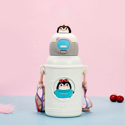 Imagem de Garrafa De Água Infantil 500ml com canudo de silicone garrafinha térmica para crianças