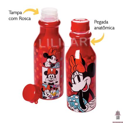 Imagem de Garrafa de Água Infantil 500ml Escolar Plástico Minnie Retro