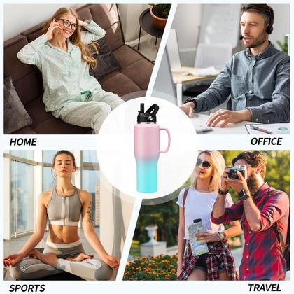 Imagem de Garrafa de água isolada DIGJUPER 32 onças 40 onças com alça roxa