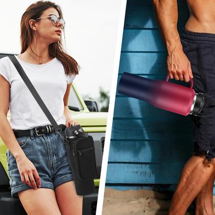 Imagem de Garrafa de água isolada DIGJUPER 32 onças 40 onças com alça roxa