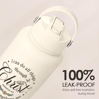 Imagem de Garrafa de água SANDJEST 32 onças de aço inoxidável com tampa e canudo