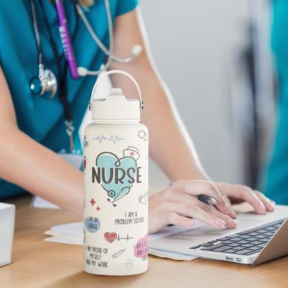 Imagem de Garrafa de água SANDJEST 946ml em aço inoxidável isolada