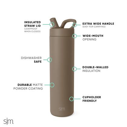 Imagem de Garrafa de Água Simple Modern Mesa 700ml com Tampa e Canudo de Avelã