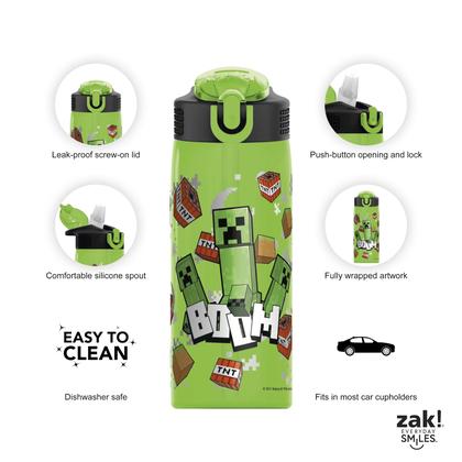 Imagem de Garrafa de água Zak Designs Minecraft 750 ml com canudo e alça