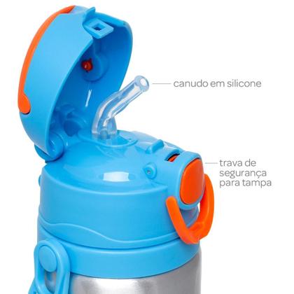 Imagem de Garrafa de Alumínio Buba Aventuras Pirata Azul e Laranja
