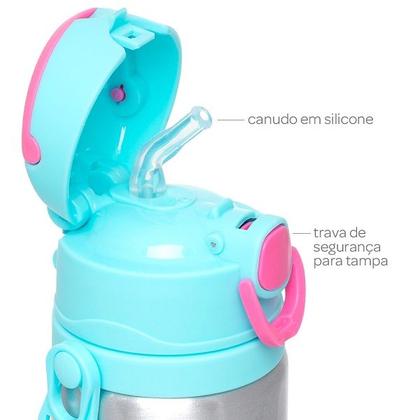 Imagem de Garrafa de Aluminio Infantil Buba com Canudo Sereia