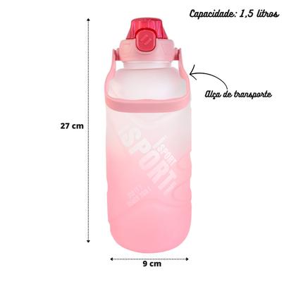 Imagem de Garrafa de plástico com alça 1,5l suporte para celular