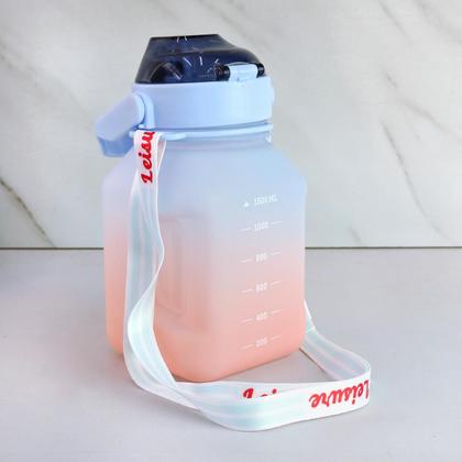 Imagem de Garrafa de plástico com canudo e alça 1,5l água academia