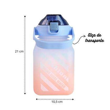 Imagem de Garrafa de plástico com canudo e alça 1,5l água academia