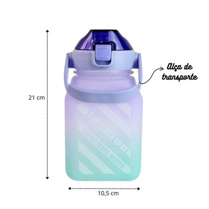 Imagem de Garrafa de plástico com canudo e alça 1,5l água academia