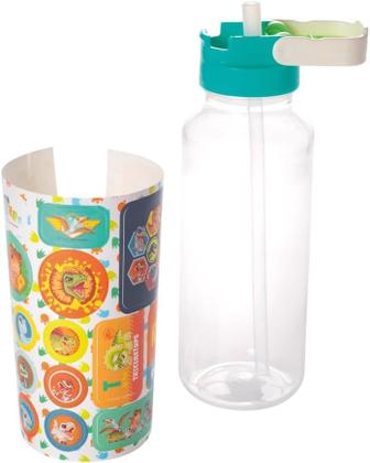 Imagem de Garrafa de Plástico FUN Com Adesivos e Tampa Automática 600 ml - Jurassic Baby