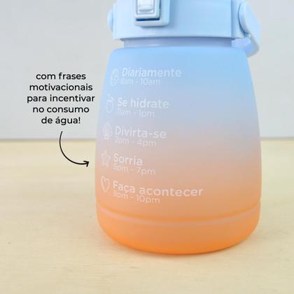 Imagem de Garrafa de plástico redonda com canudo e alça 1200ml