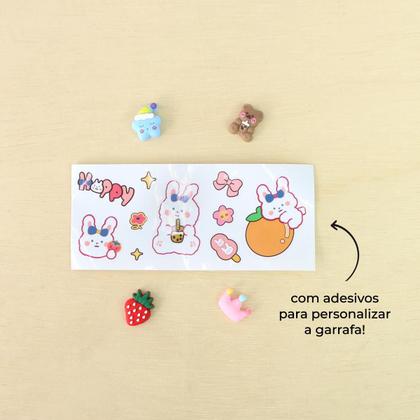 Imagem de Garrafa de plástico redonda com canudo e alça 1200ml