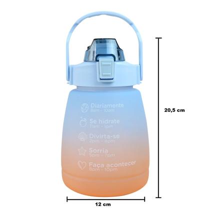 Imagem de Garrafa de plástico redonda com canudo e alça 1200ml