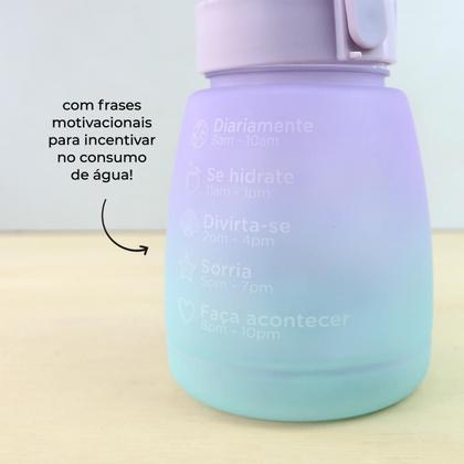 Imagem de Garrafa de plástico redonda com canudo e alça 1200ml