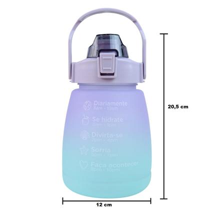 Imagem de Garrafa de plástico redonda com canudo e alça 1200ml