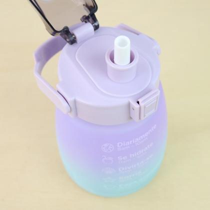 Imagem de Garrafa de plástico redonda com canudo e alça 1200ml