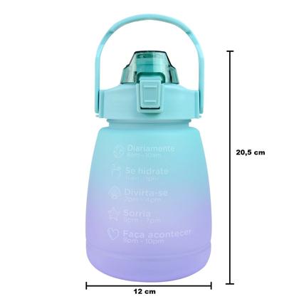 Imagem de Garrafa de plástico redonda com canudo e alça tie dye 1200ml