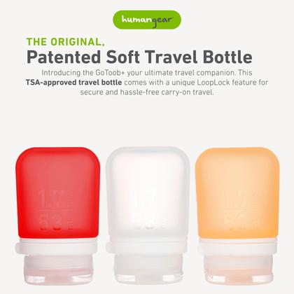 Imagem de Garrafa de viagem humangear GoToob+, pacote com 3, pequena, 53 ml, segura para alimentos