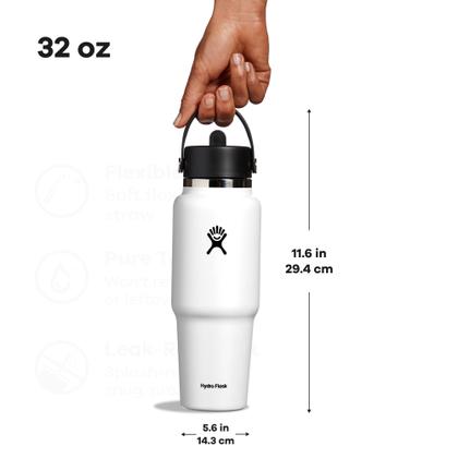 Imagem de Garrafa de viagem Hydro Flask Wide Flex Straw 946 ml branca