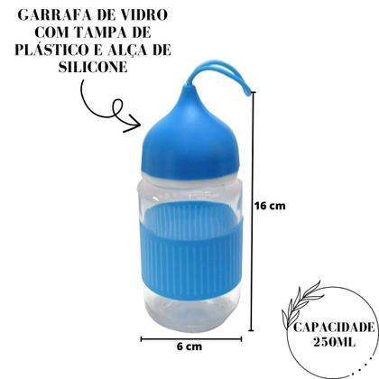 Imagem de Garrafa de Vidro 250ml Com Alça de Silicone Criativa