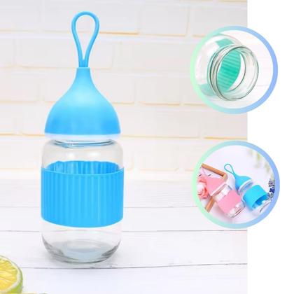 Imagem de Garrafa de Vidro 250ml Com Alça de Silicone Criativa