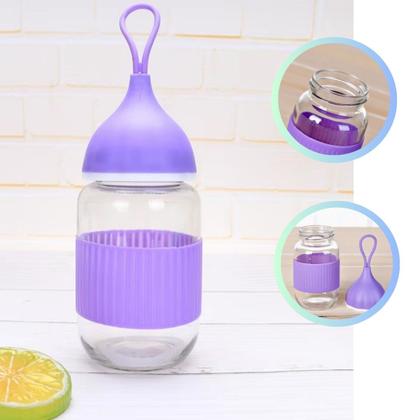 Imagem de Garrafa de Vidro 250ml Com Alça de Silicone Criativa