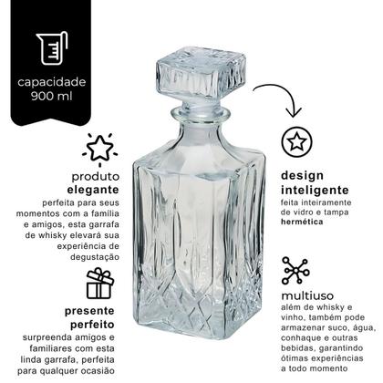 Imagem de Garrafa De Whisky Vidro Bred 900ml 7510 - Mimo Style