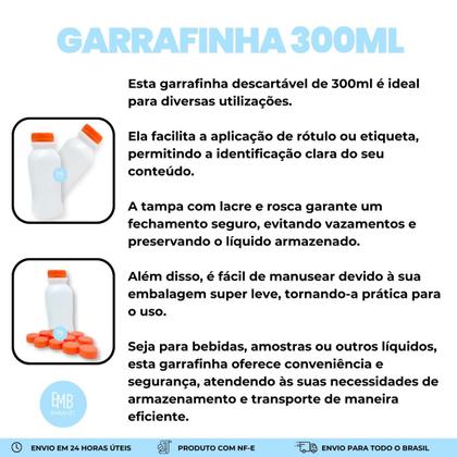 Imagem de Garrafa Descartavel De Plastico Com 300ml - 100 Unidades