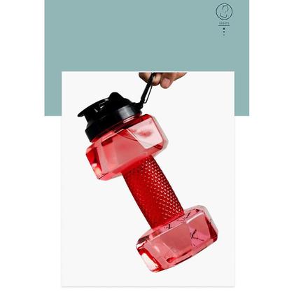 Imagem de Garrafa esportiva portátil fitness water cup, copo de 2200ml de grande capacidade, forma de haltere (2200ml)(Vermelho)