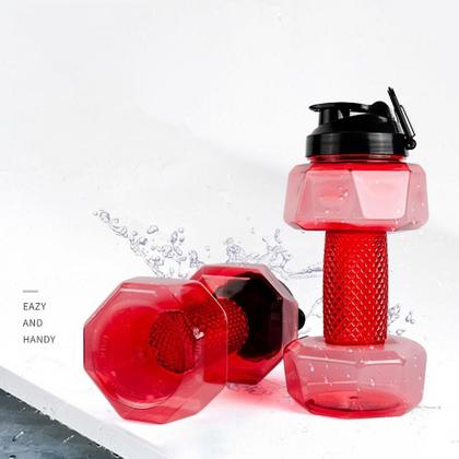 Imagem de Garrafa esportiva portátil fitness water cup, copo de 2200ml de grande capacidade, forma de haltere (2200ml)(Vermelho)