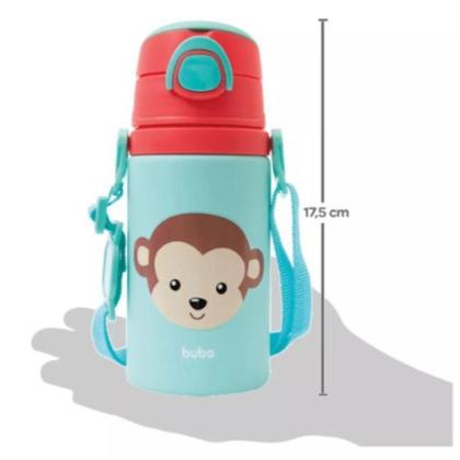 Imagem de Garrafa Garrafinha Infantil De Alumínio Com Canudo Buba Macaco
