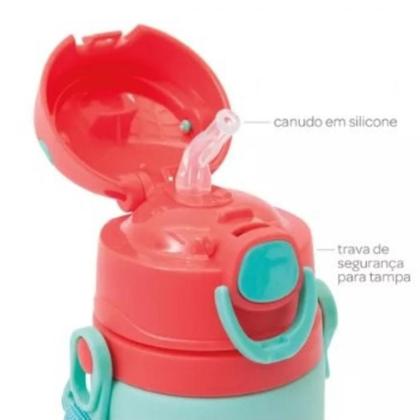 Imagem de Garrafa Garrafinha Infantil De Alumínio Com Canudo Buba Macaco