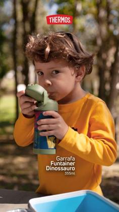 Imagem de Garrafa Garrafinha Térmica Infantil Thermos 355Ml Dinossauro