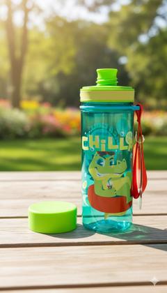 Imagem de Garrafa Infantil Puket Tritan Jacaré Relax Azul