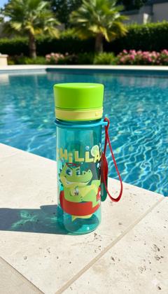 Imagem de Garrafa Infantil Puket Tritan Jacaré Relax Azul