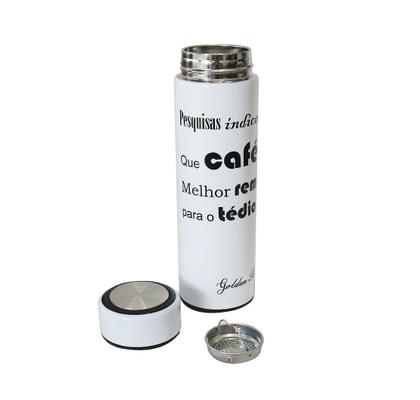 Imagem de Garrafa isotérmica com infusor de inox frases 470ml café chá