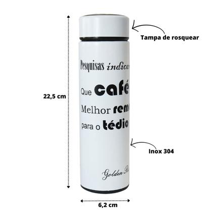 Imagem de Garrafa isotérmica com infusor de inox frases 470ml café chá