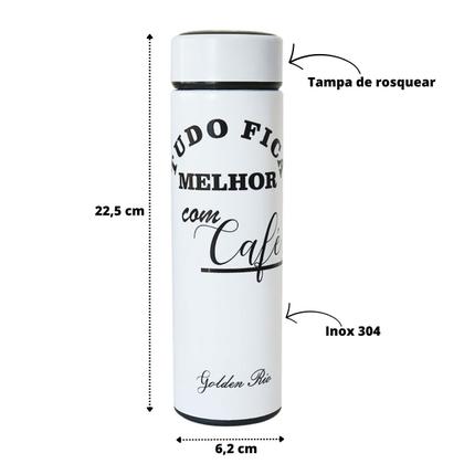 Imagem de Garrafa isotérmica com infusor de inox frases 470ml café chá