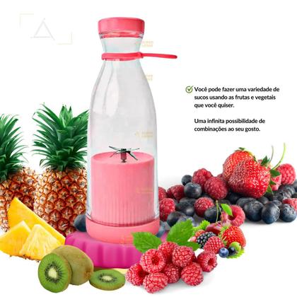 Imagem de Garrafa Mini Juice Mixer Suco Liquidificador Portátil Rosa