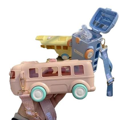 Imagem de Garrafa Onibus Urso de água esportiva de ônibus de verão com alça de ombro removível 500 ml