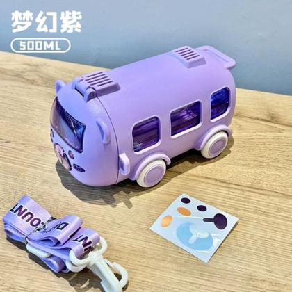 Imagem de Garrafa Onibus Urso de água esportiva de ônibus de verão com alça de ombro removível 500 ml
