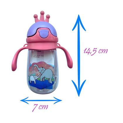 Imagem de Garrafa para Água Viagens Passeios Escola Infantil 350 ml com Tampa Protetora e Canudo Coroa 