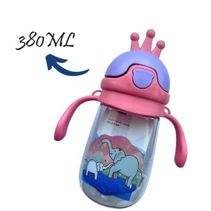 Imagem de Garrafa para Água Viagens Passeios Escola Infantil 350 ml com Tampa Protetora e Canudo Coroa 