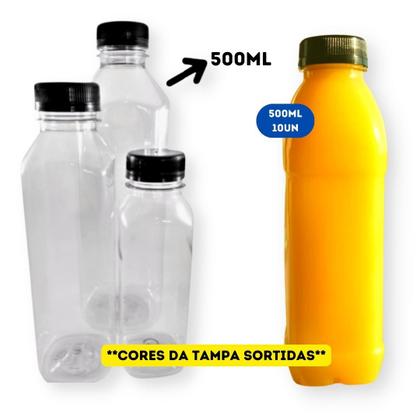 Imagem de Garrafa Plástica Descartável Transparente com Tampa Preta/Color Usicomp - 500ml - pct 10 Unidades