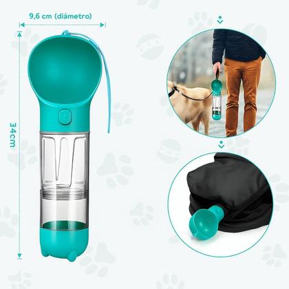 Imagem de Garrafa Porta Ração Saquinho Bebedouro Agua Cat Pet Viagens