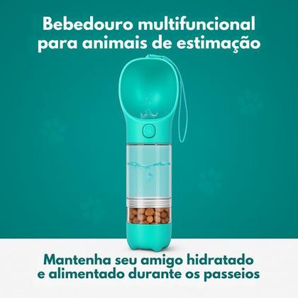 Imagem de Garrafa Porta Ração Saquinho Bebedouro Agua Cat Pet Viagens