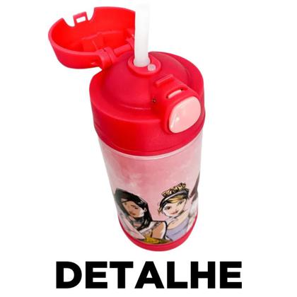 Imagem de Garrafa Princesas Pocahontas Cinderela Ariel Branca De Neve Térmica Infantil Com Canudo De Silicone 300ML Oficial Disney